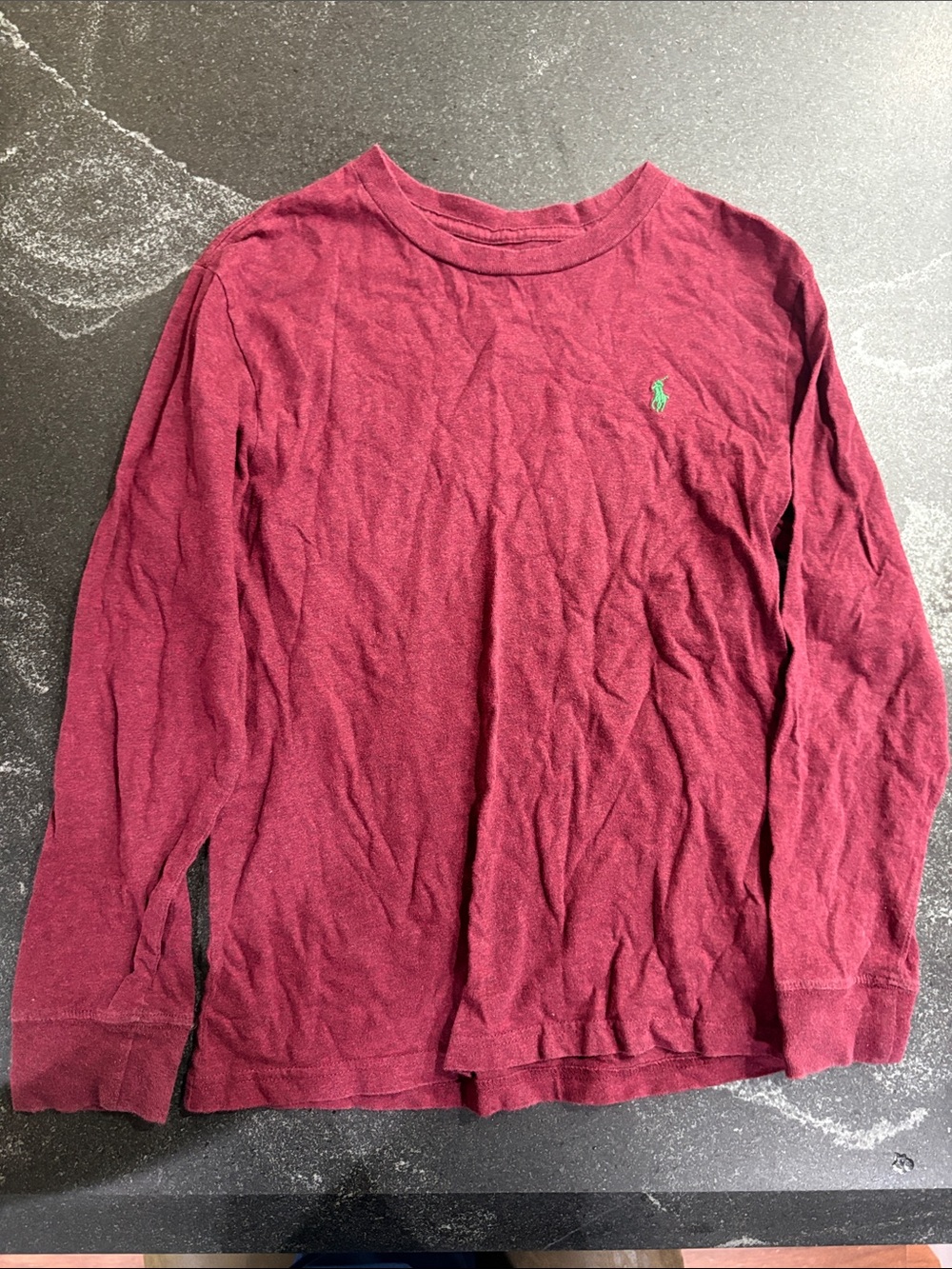 Polo by Ralph Lauren Long-Sleeve Tee in Wine with Green Pony